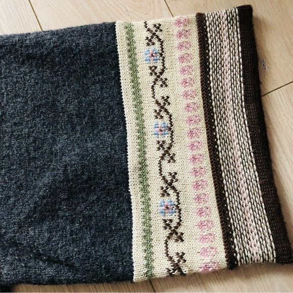 Tribal Wool Blend Jacquard Knitted Jacket in Grey & Cream Size L - Picture 10 of 15